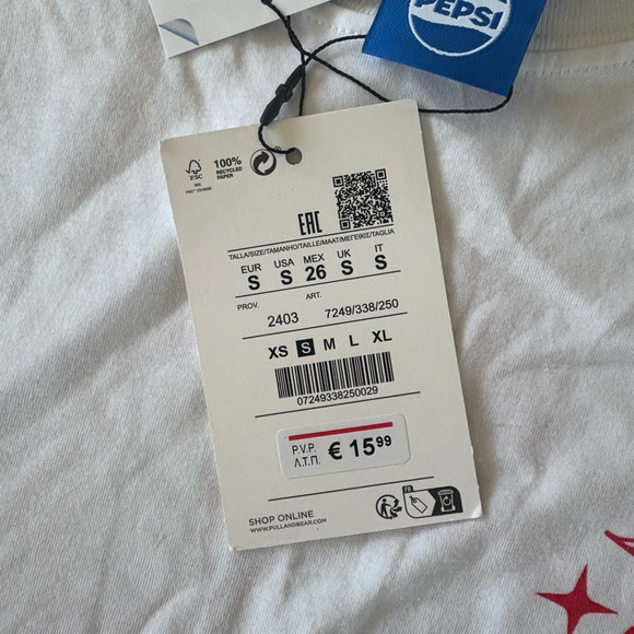 🍒Pull&Bear🍒 Wild Cherry Pepsi Graphic Tee NWT Woman Small - Picture 5 of 7